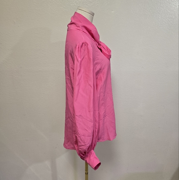 Hunter Bell Farris Silk Tie Neck Blouse Fuschia Size Small - Picture 4 of 8